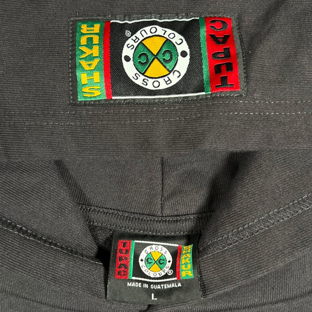 Cross Colours Tupac Shakur Hoodie Mens L Black 2Pac Rhinestone 90s Oversized New - Picture 3 of 11